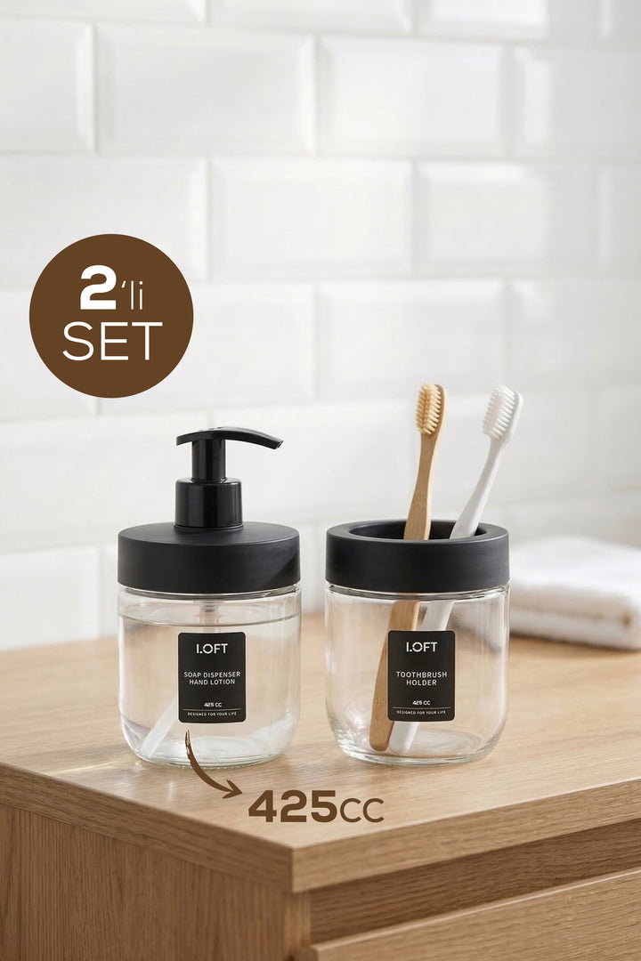 Set de Salle de Bain en Verre 2 Pièces 425 ml
