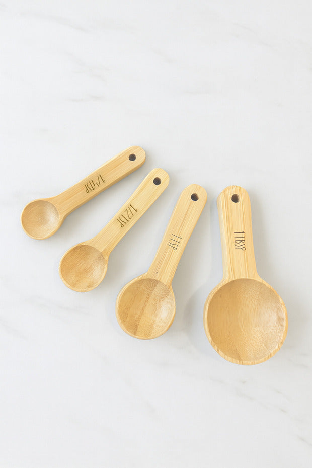 Set de Cuillères Doseuses en Bambou 4 Pièces
