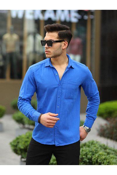 Chemise homme en tissu Şile avec poche poitrine - Justyol