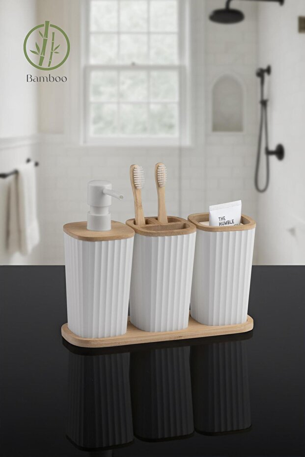 Set Organisateur 3 Bols avec Support en Bambou