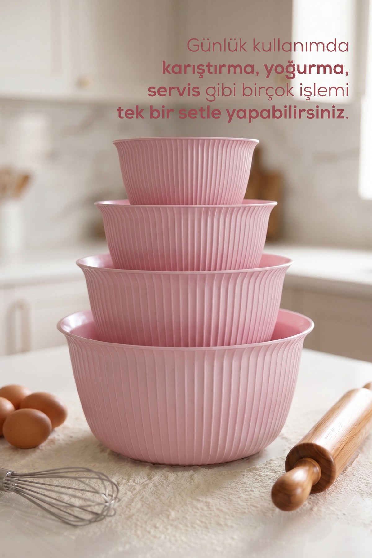 Set de 4 Bols de Cuisine Multifonctions avec Couvercles – 1 L, 2 L, 3 L et 5 L