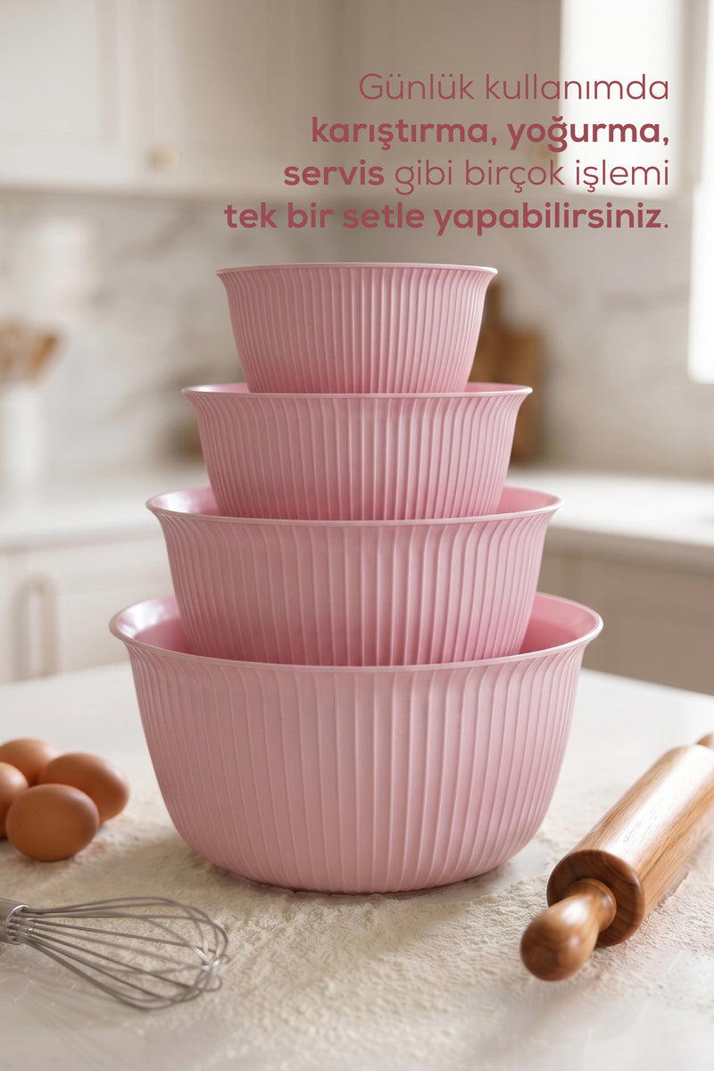 Set de 4 Bols de Cuisine Multifonctions avec Couvercles – 1 L, 2 L, 3 L et 5 L