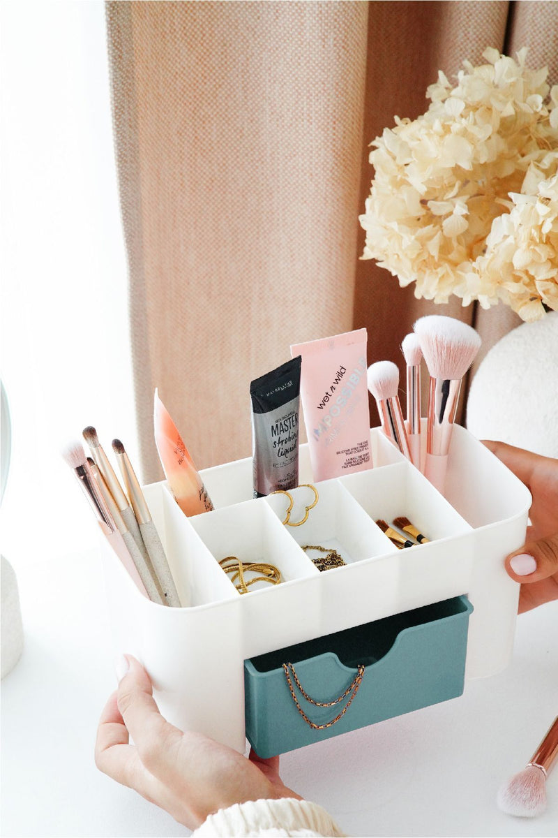Organisateur de maquillage et bijoux à tiroir – 7 compartiments pour bureau