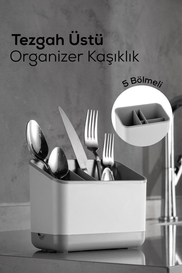 Organisateur de Couverts de Cuisine 5 Compartiments pour Plan de Travail