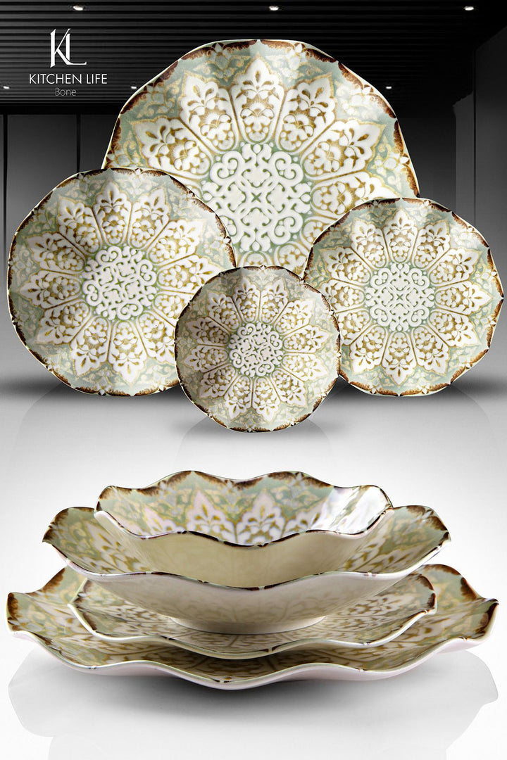Service de table en porcelaine 6 personnes 24 pièces – Élégant et résistant pour usage quotidien