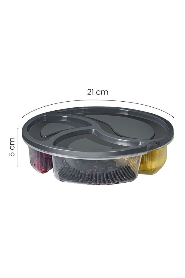 Lot de 2 Boîtes Alimentaires Rondes 3 Compartiments 1,2 L