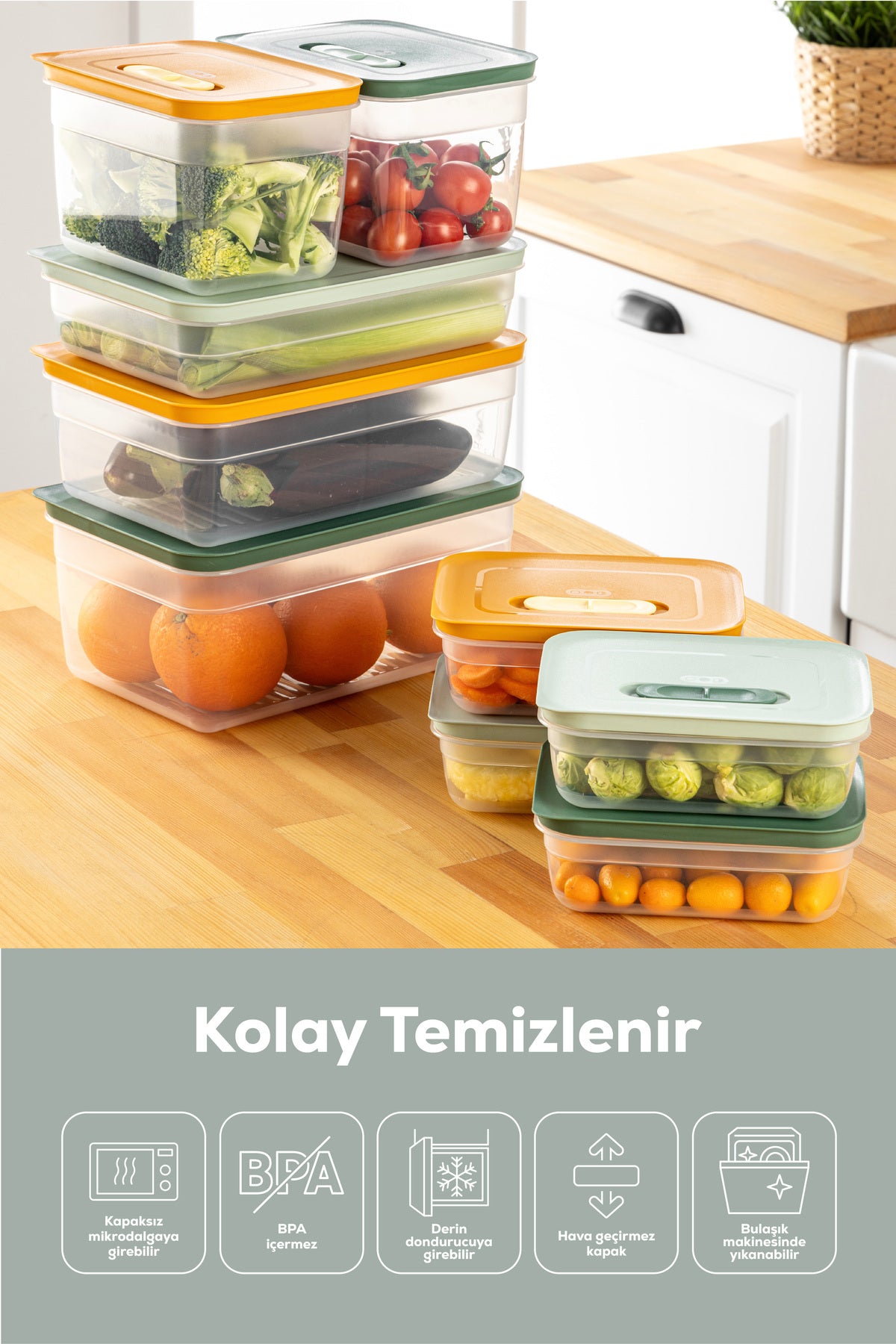Lot de 6 Boîtes de Conservation pour Fruits et Légumes avec Aération
