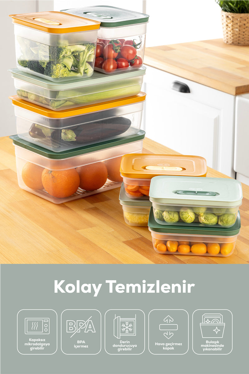 Lot de 6 Boîtes de Conservation pour Fruits et Légumes avec Aération