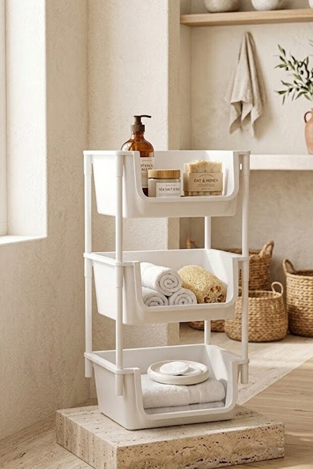 Étagère de Rangement 3 Niveaux Multifonction