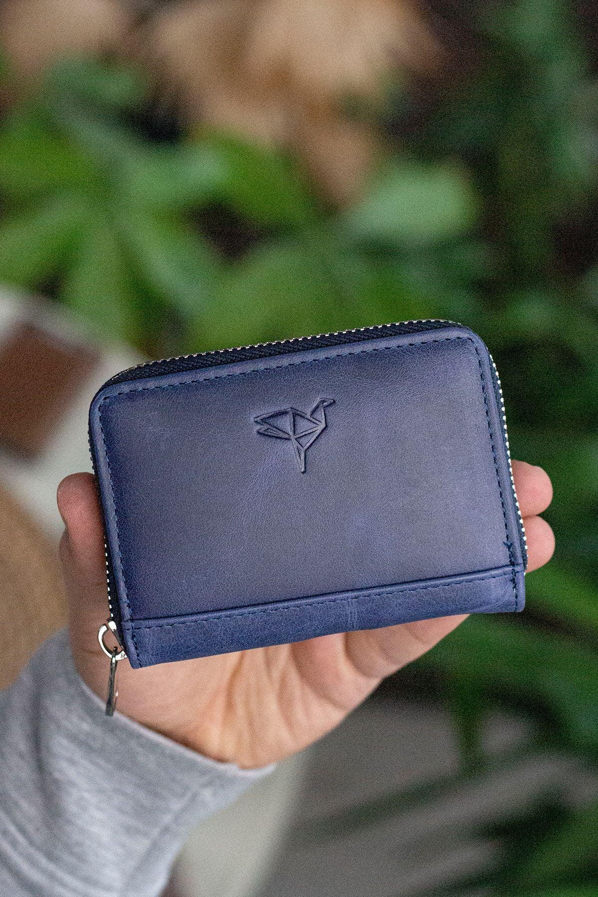 Portefeuille unisexe en cuir véritable Crazy Leather zippé avec porte-monnaie – Taba Sydney - Justyol