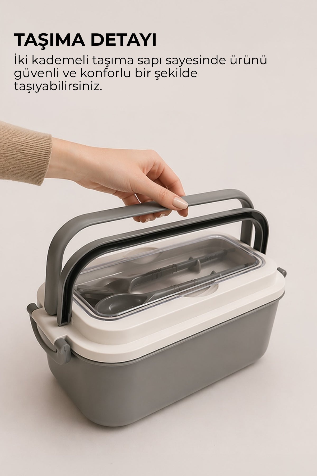 Lunch Box Compartimentée avec Cuillère et Fourchette – 3 Compartiments
