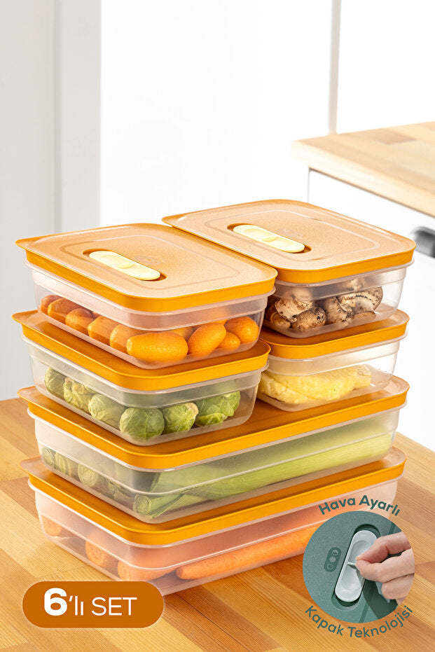 Lot de 6 Boîtes de Conservation pour Fruits et Légumes avec Aération