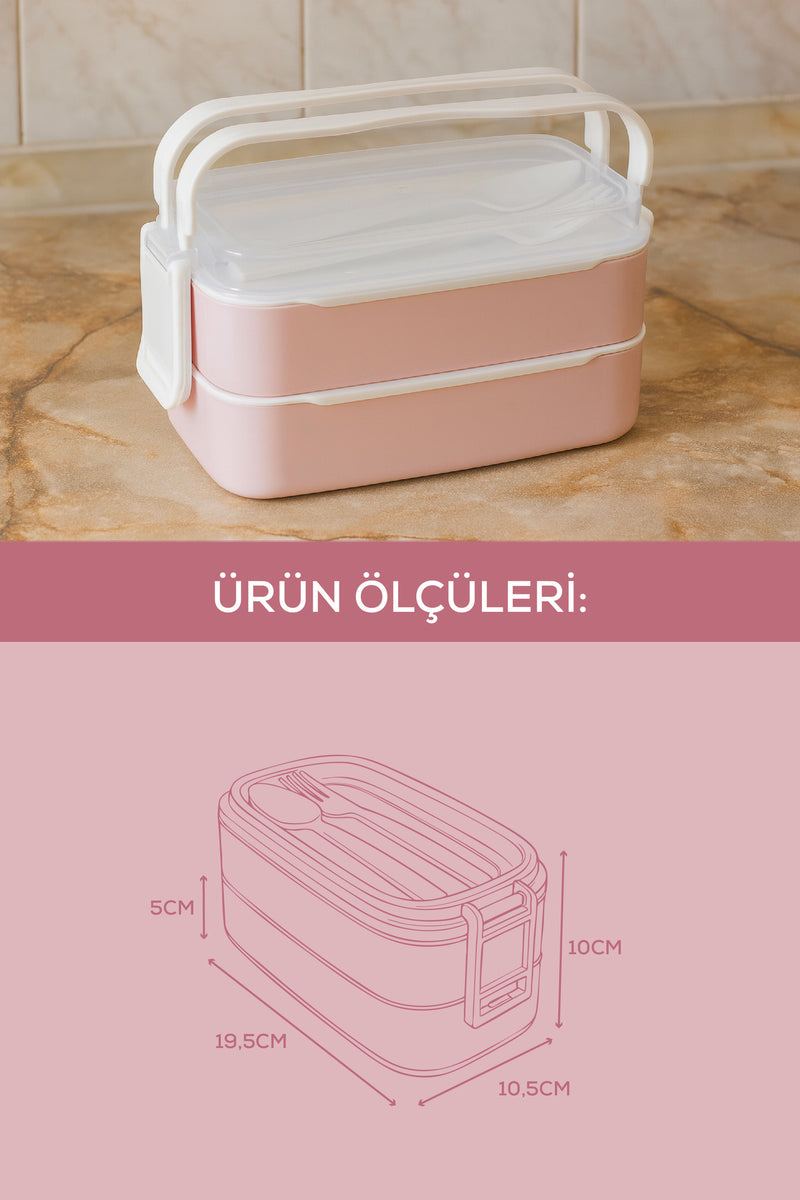 Boîte Repas 2 Étages avec Couverts – Lunch Box Hermétique Réutilisable