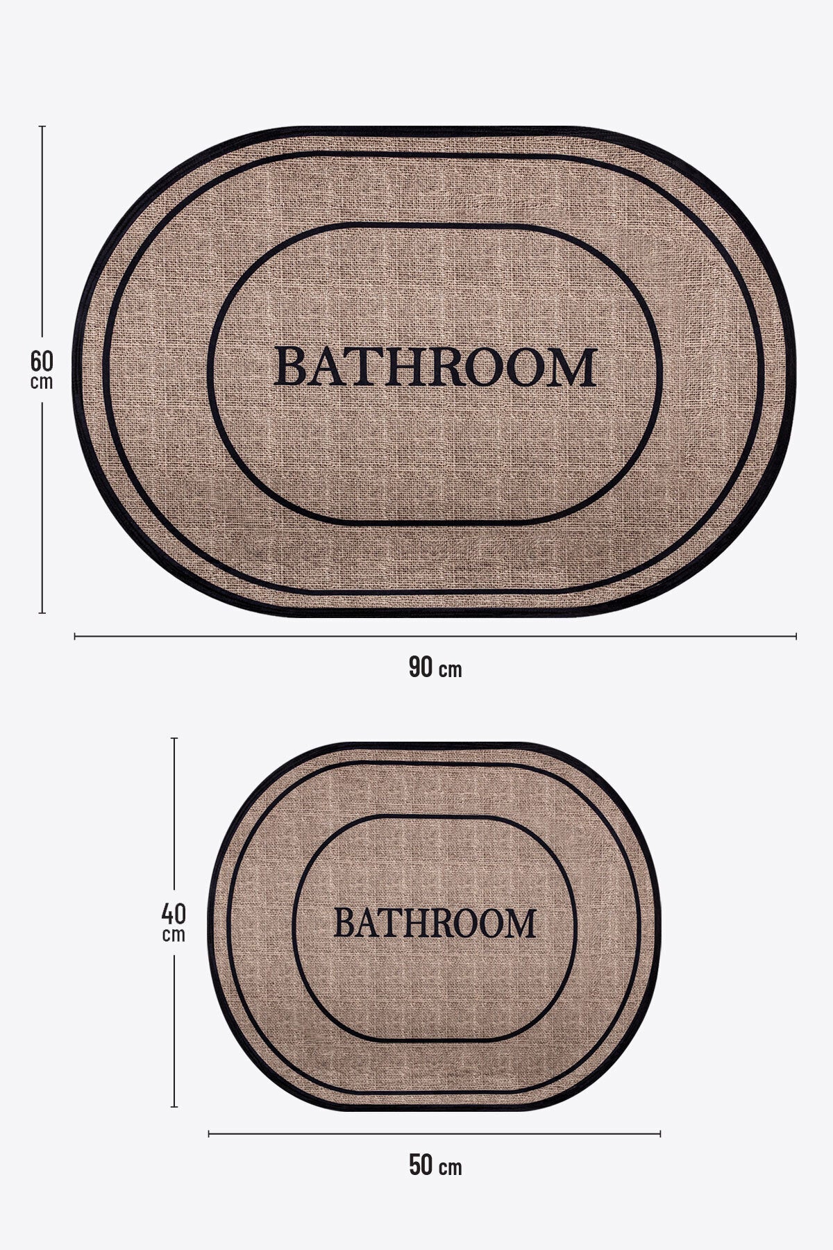 Set de 2 Tapis de Toilette avec Motif - 60x90 cm et 40x60 cm