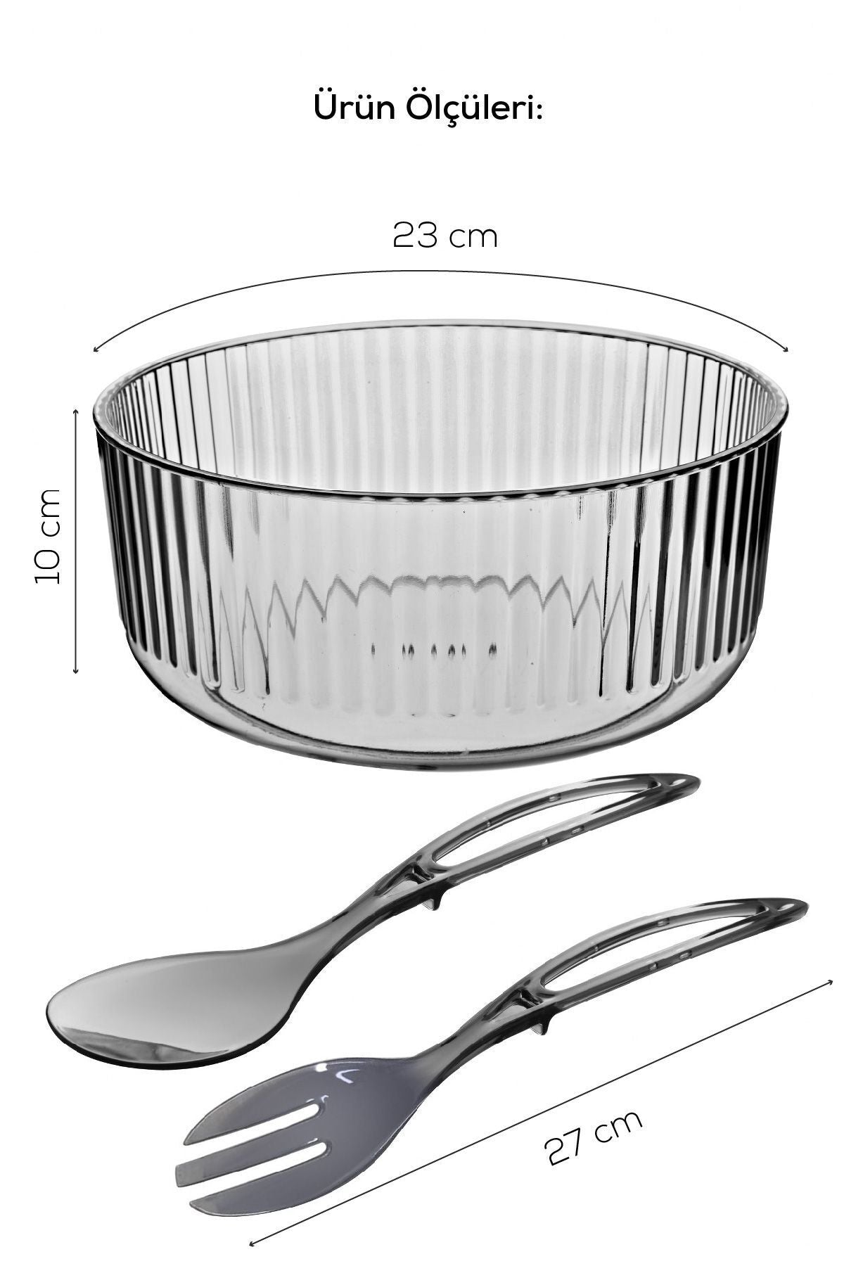 Saladier Rond en Acrylique 23 cm avec Cuillère de Service