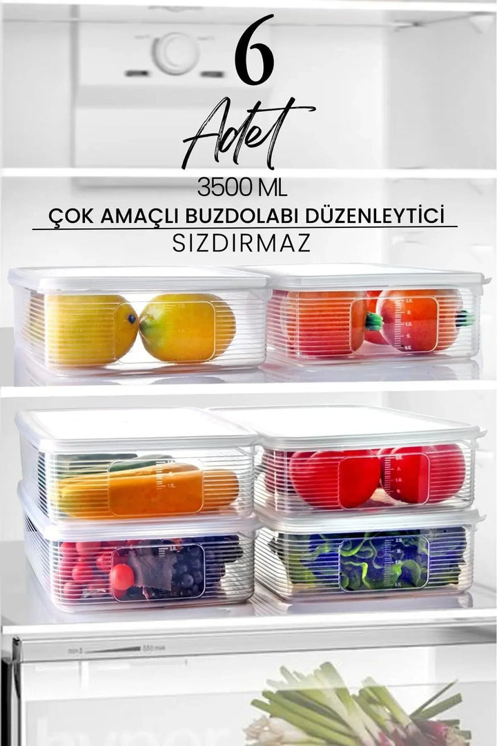 Set de 6 boîtes de conservation alimentaire 3500 ml pour réfrigérateur
