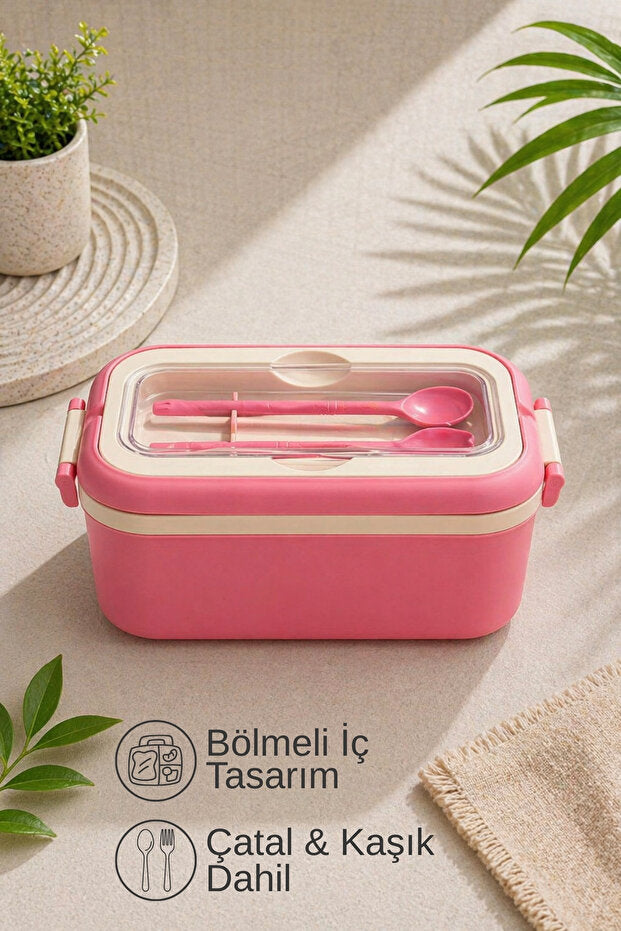 Lunch Box Compartimentée avec Cuillère et Fourchette – 3 Compartiments