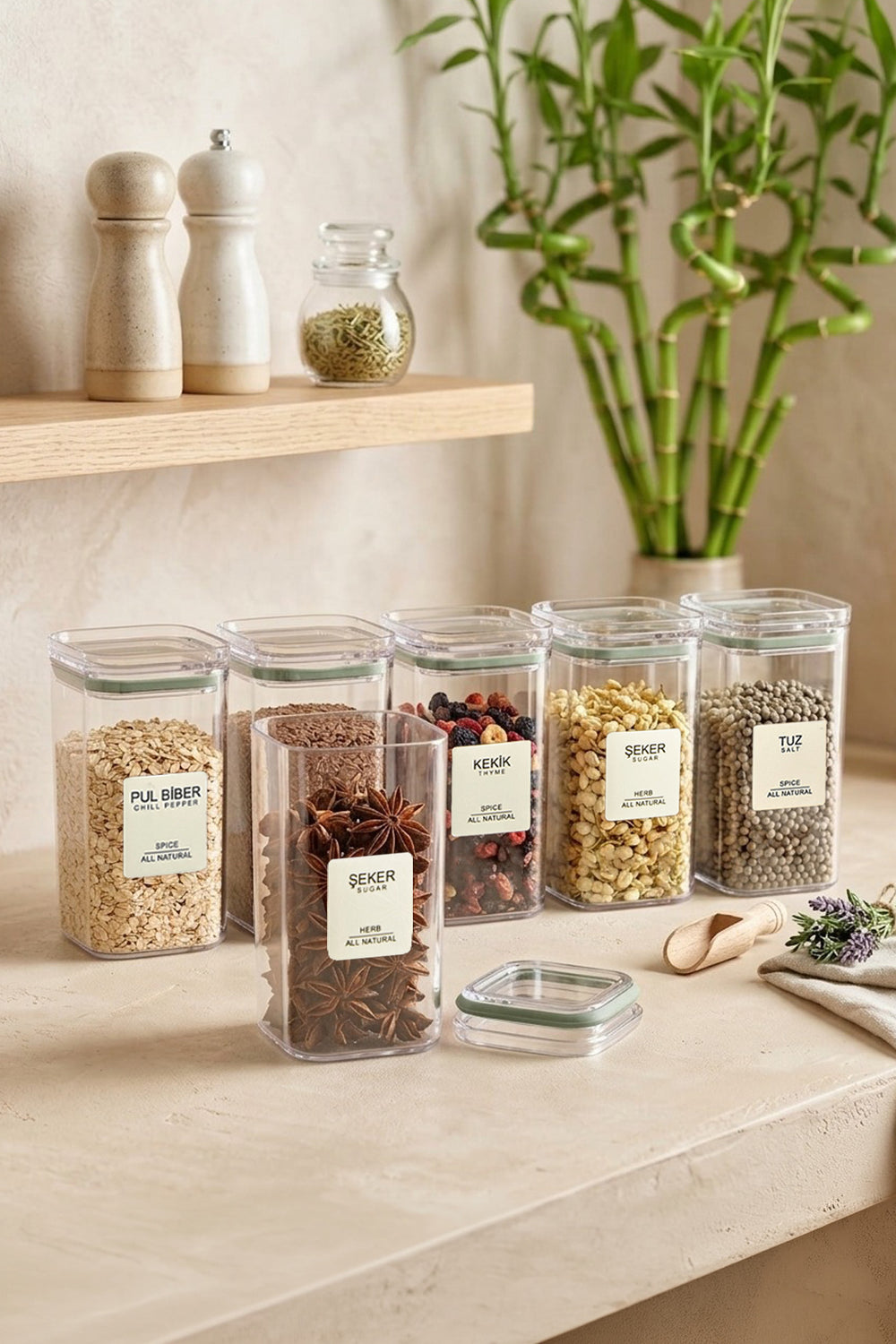 Kitchen Life Set 6 Pots à Épices Hermétiques 300 ml