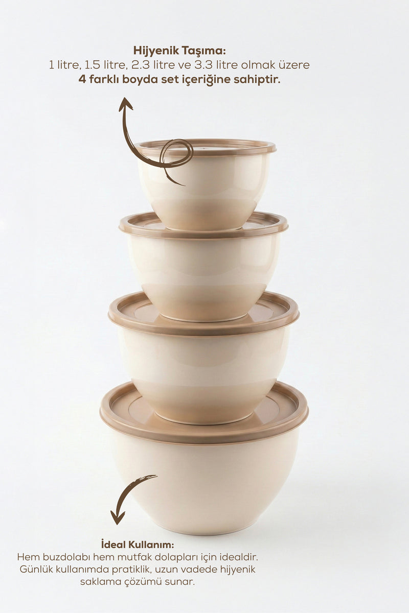 Set de 4 Bols de Conservation avec Couvercle – Capacités Assorties