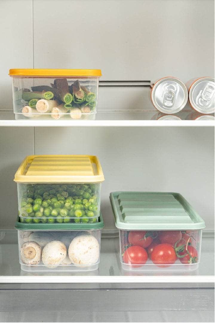 Lot de 4 organiseurs de réfrigérateur Bella 1,65 L avec couvercles colorés – Sans BPA