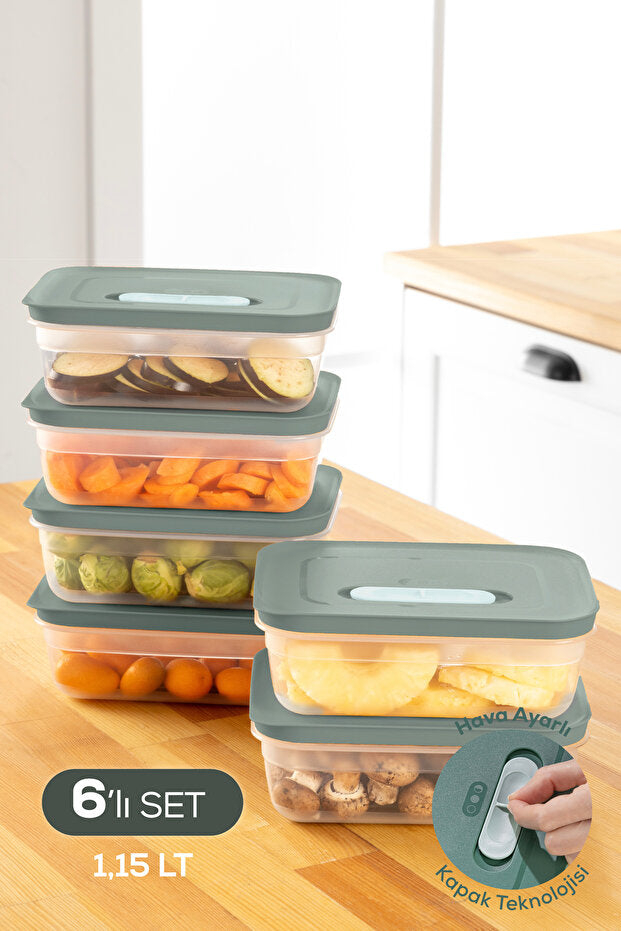 Lot de 6 Boîtes de Conservation pour Fruits et Légumes avec Aération