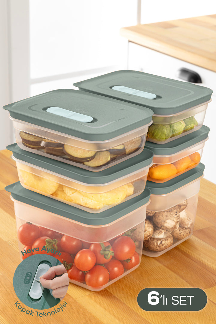 Lot de 6 Boîtes de Conservation pour Fruits et Légumes avec Aération