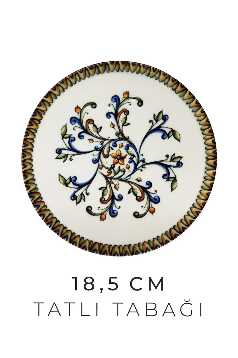 Service de table en porcelaine New Bone « Baroque Printemps » 24 pièces pour 6 personnes – Assiettes, bols à soupe et plats de service