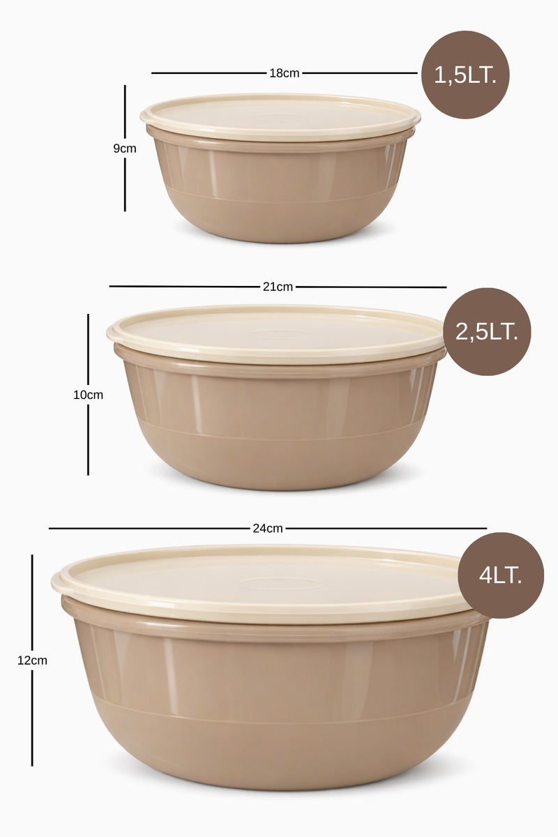 Set de 3 Boîtes de Conservation Rondes – 1,5 L + 2,5 L + 4 L