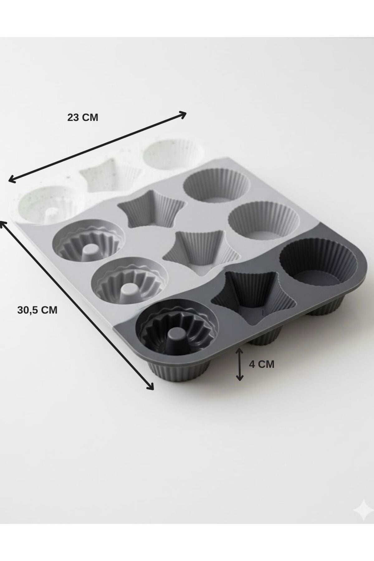 Moule à Cupcakes en Silicone 12 Cavités – Set de Moules pour Gâteaux et Biscuits, Usage Polyvalent