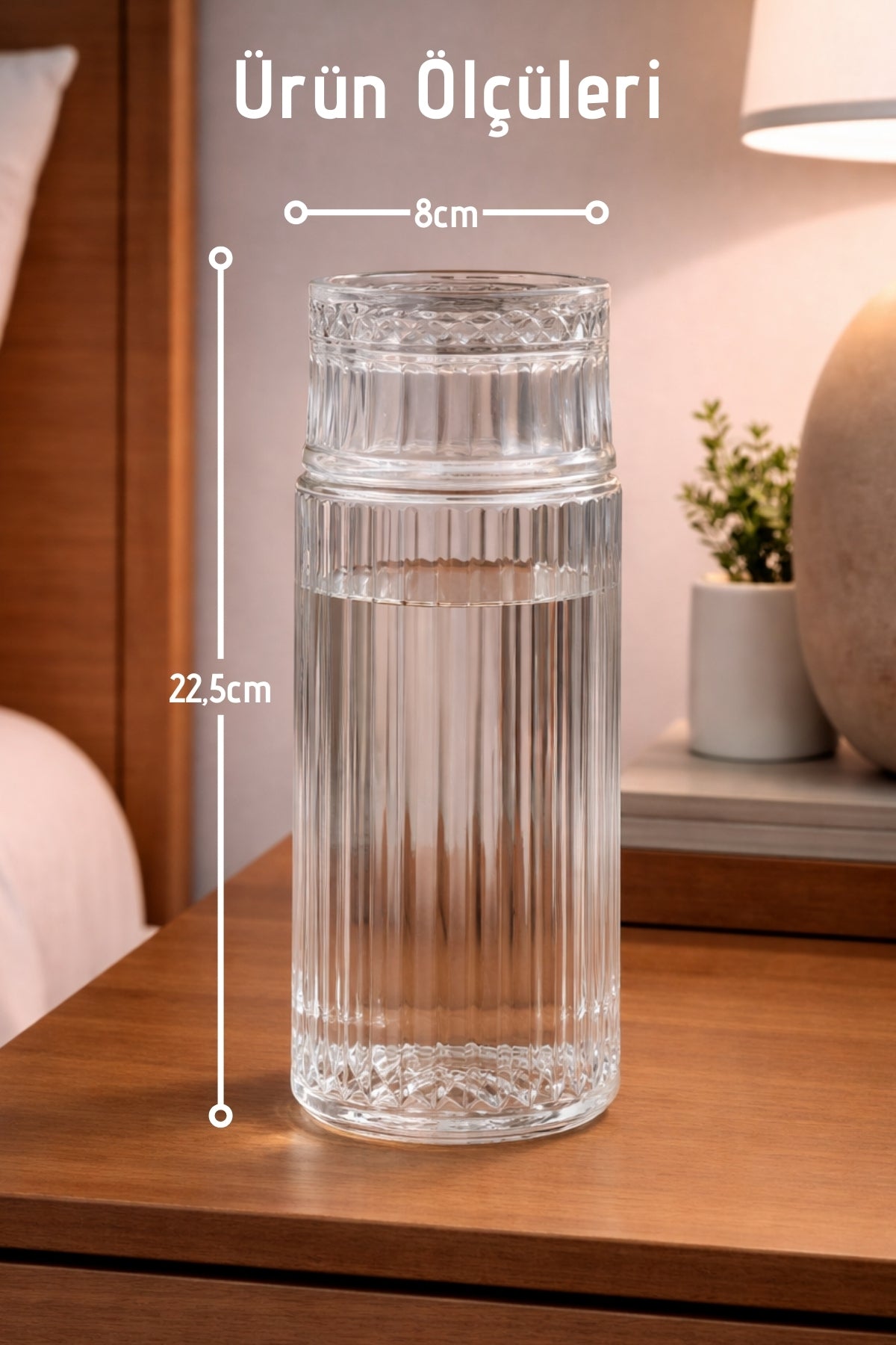 Carafe de Chevet Artisanale en Verre avec Verre-Couvercle – 730 ml