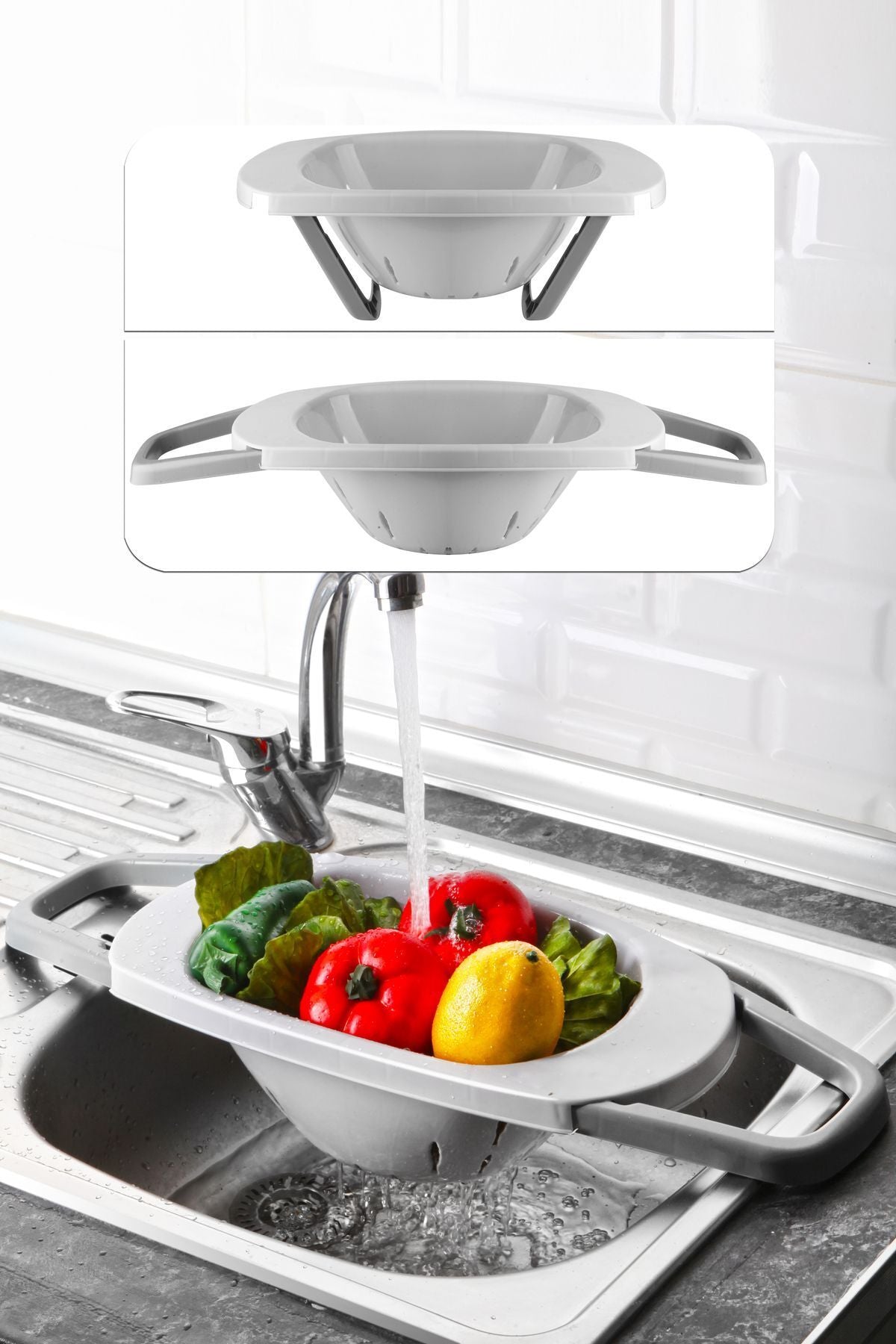 Katlanabilir Lavabo Süzgeci - Evye Süzgeci - Justyol
