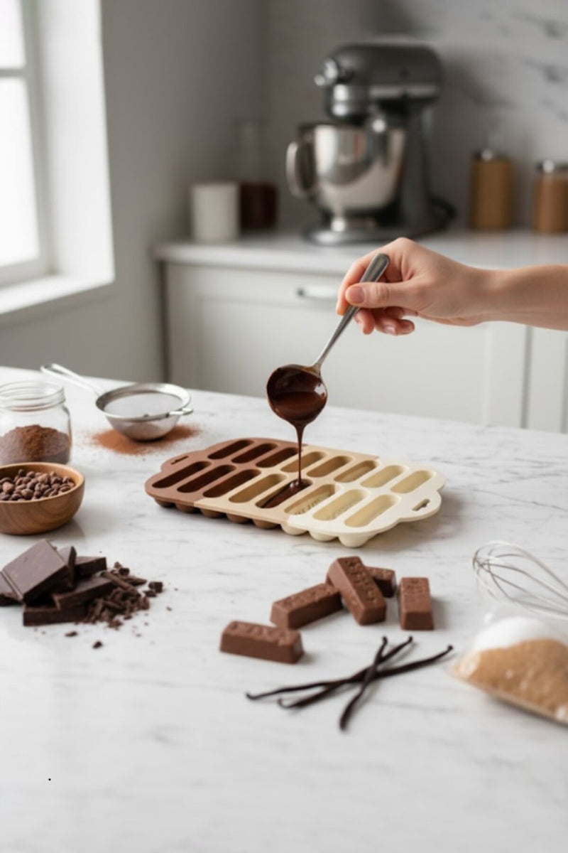 Moule en Silicone pour Barres Chocolat & Biscuits