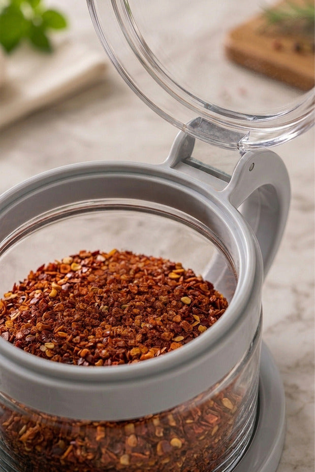 Lot de 3 Pots à Épices en Verre 300 ml avec Support et Cuillères