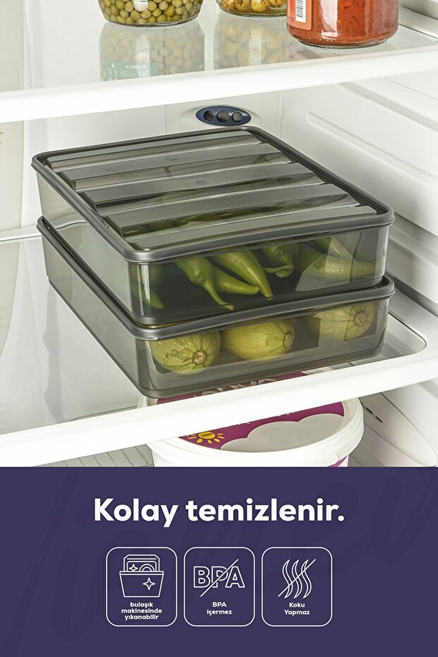 Set de 2 Organisateurs de Réfrigérateur Grande Capacité 3,5 L