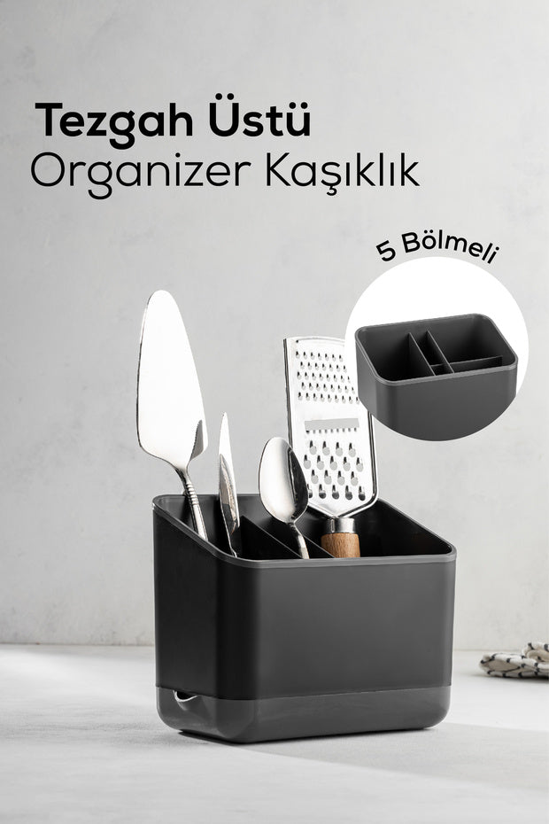 Organisateur de Couverts de Cuisine 5 Compartiments pour Plan de Travail