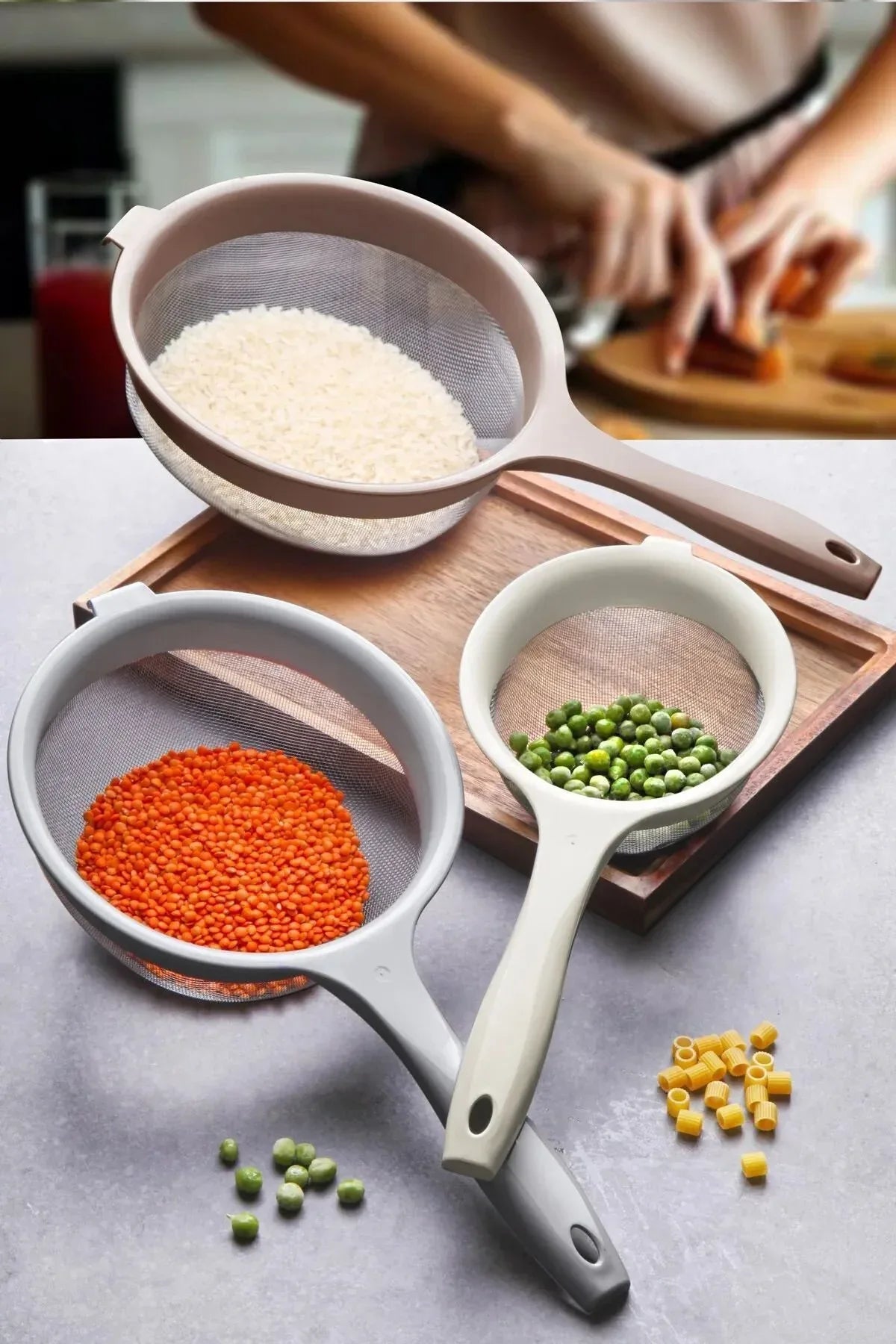 Set de 3 passoires métalliques avec crochets pour casseroles - Justyol