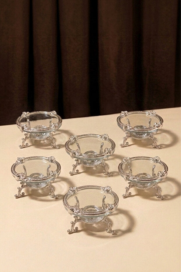 Lot de 6 Coupelles en Verre avec Support – Présentation Café & Mignardises