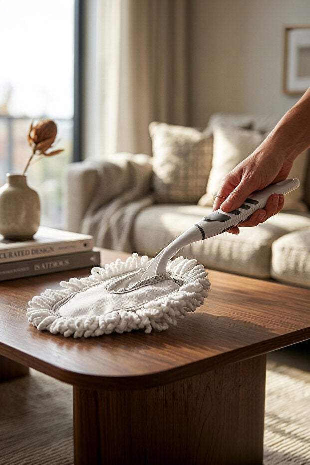 Brosse microfibre utilisée pour nettoyer une surface