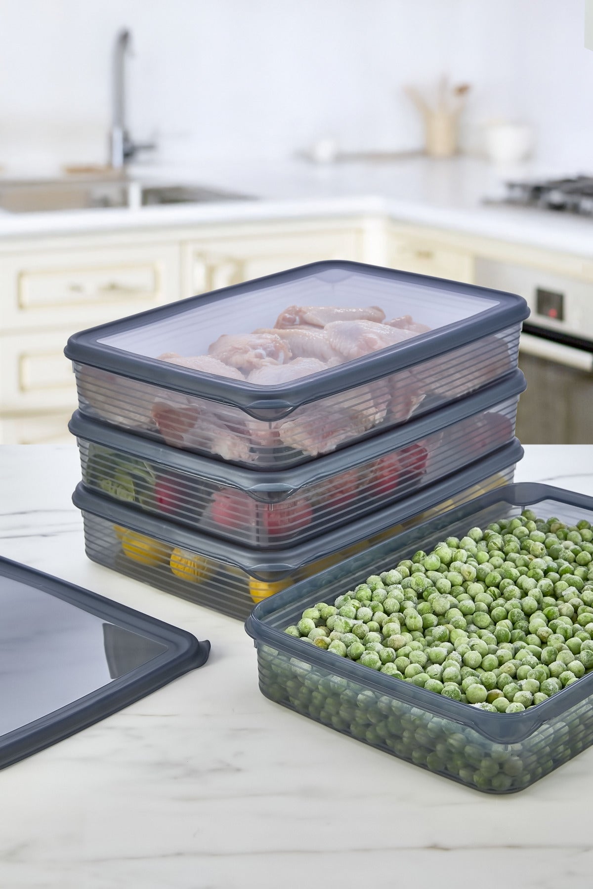 Boîtes de conservation réfrigérateur et micro-ondes 4 pièces 2300 ml – Organisateur pratique de cuisine