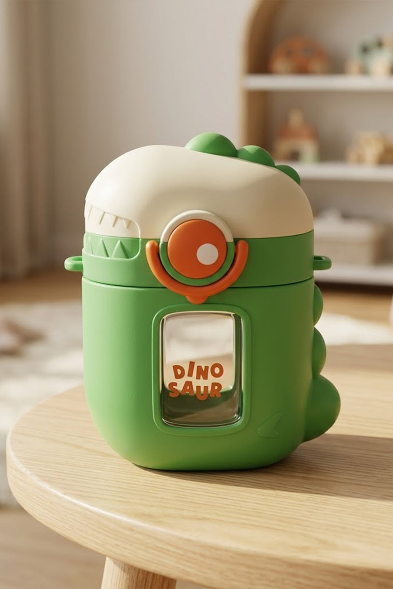 Gourde Enfant 500 ml Dinosaure avec Paille et Housse Silicone