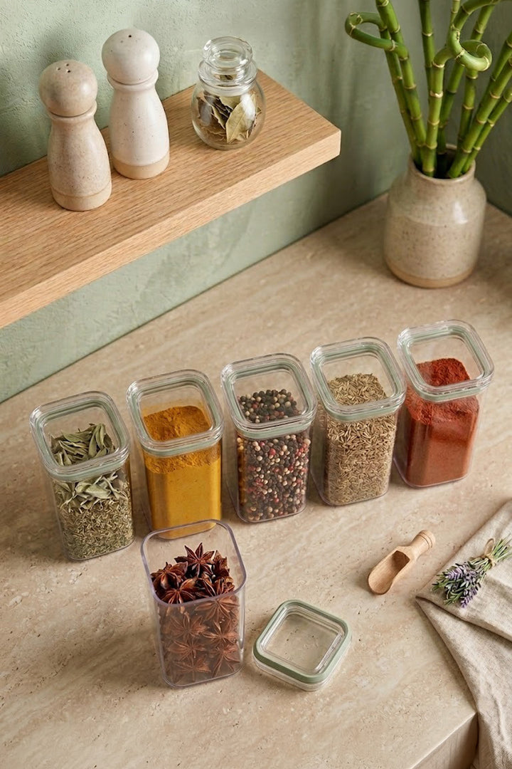 Kitchen Life Set 6 Pots à Épices Hermétiques 300 ml
