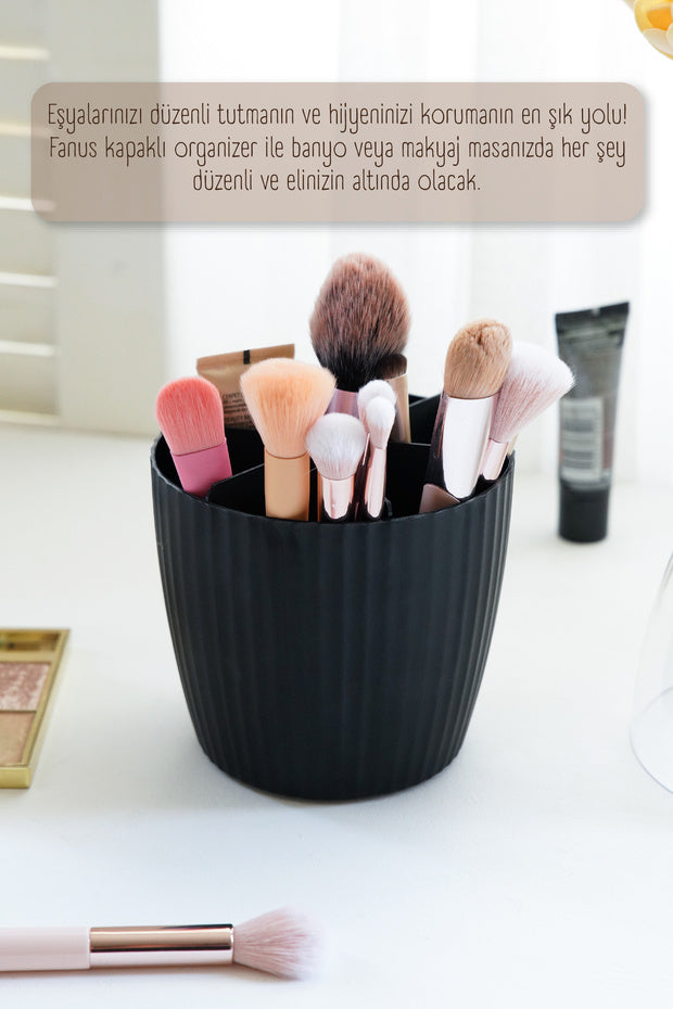 Lot de 2 Organisateurs de Maquillage 7 Compartiments avec Couvercle