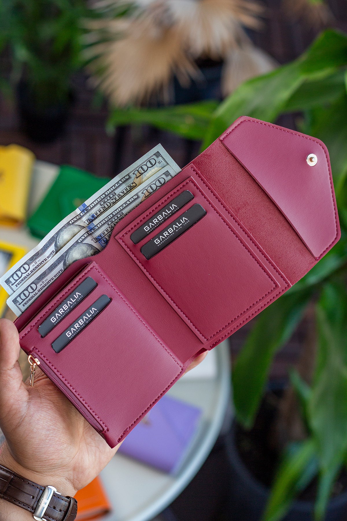 Portefeuille Femme Mini Violet Prune en Cuir Vegan avec Porte-Monnaie et Multi-Compartiments Cartes