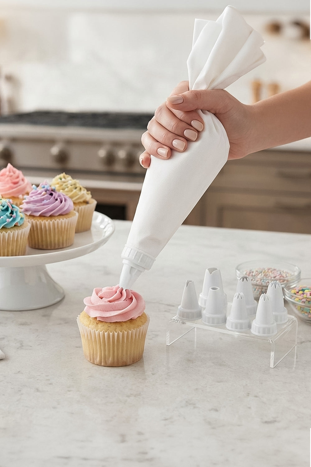 Poche à Douille avec 9 Embouts – Seringue à Pâtisserie pour Crème, Gâteau et Biscuits