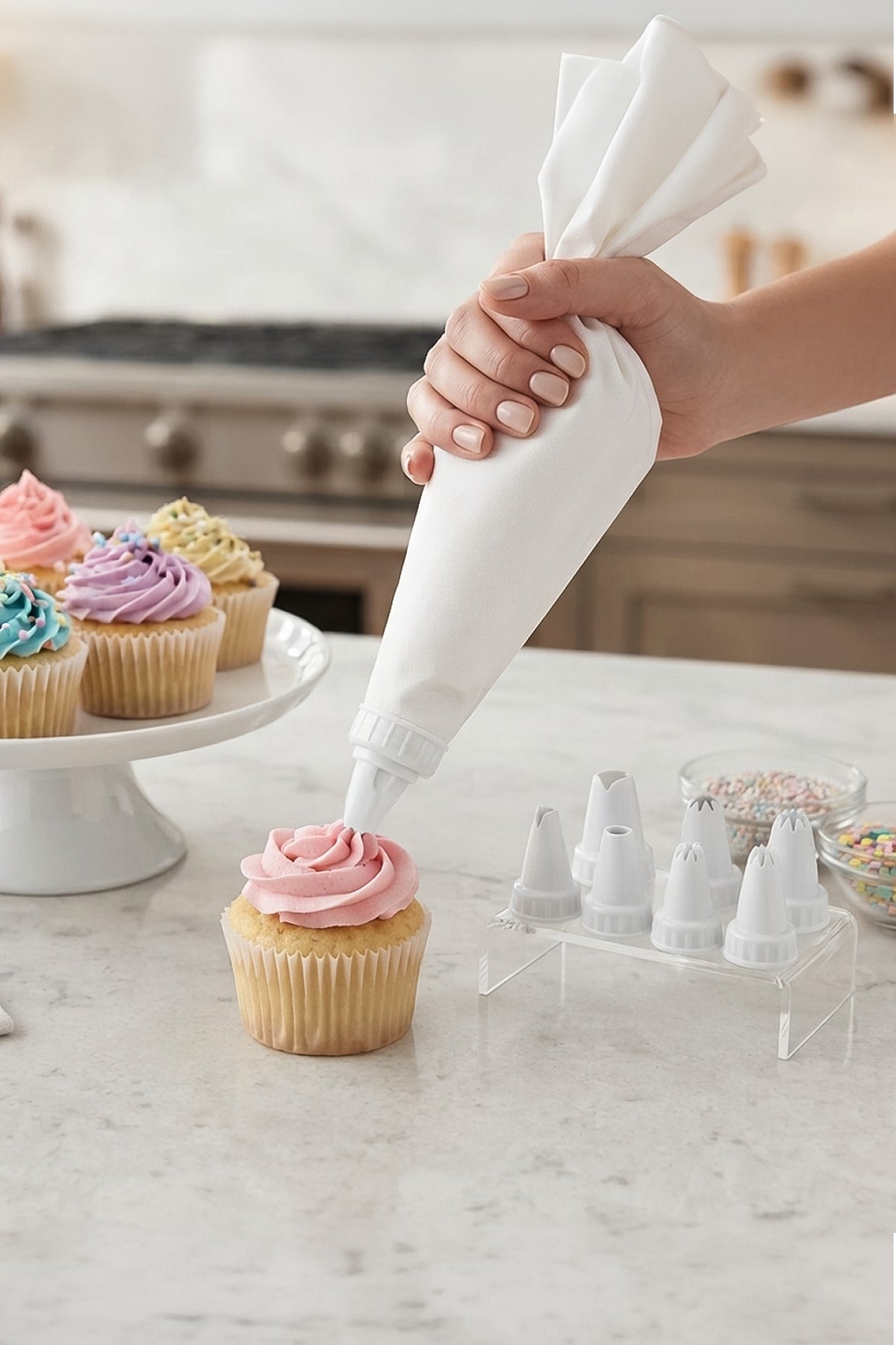 Poche à Douille avec 9 Embouts – Seringue à Pâtisserie pour Crème, Gâteau et Biscuits