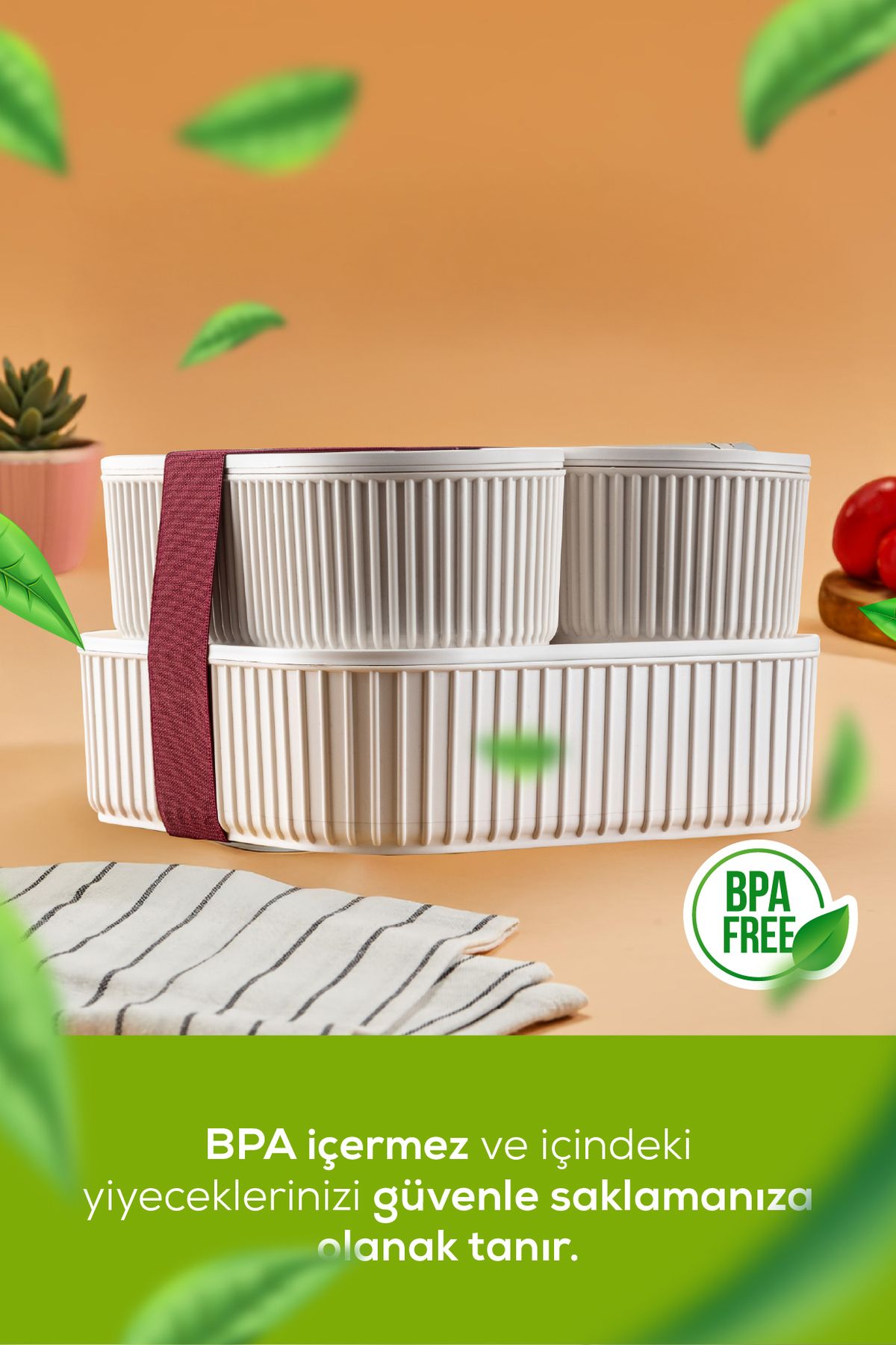 Lot de 3 Boîtes de Conservation Empilables avec Bande Élastique