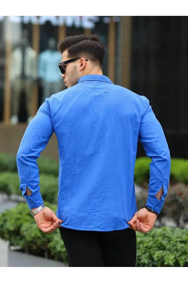 Chemise homme en tissu Şile avec poche poitrine - Justyol
