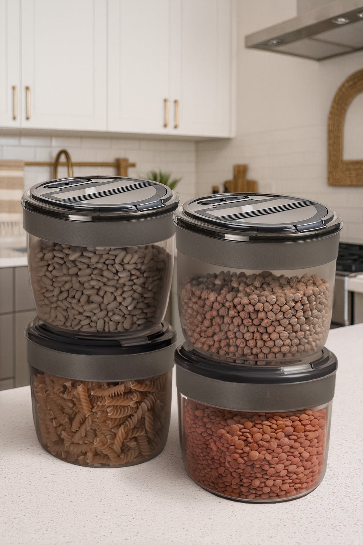 Lot de 4 Grandes Boîtes de Conservation Alimentaire Hermétiques avec Couvercle à Clips