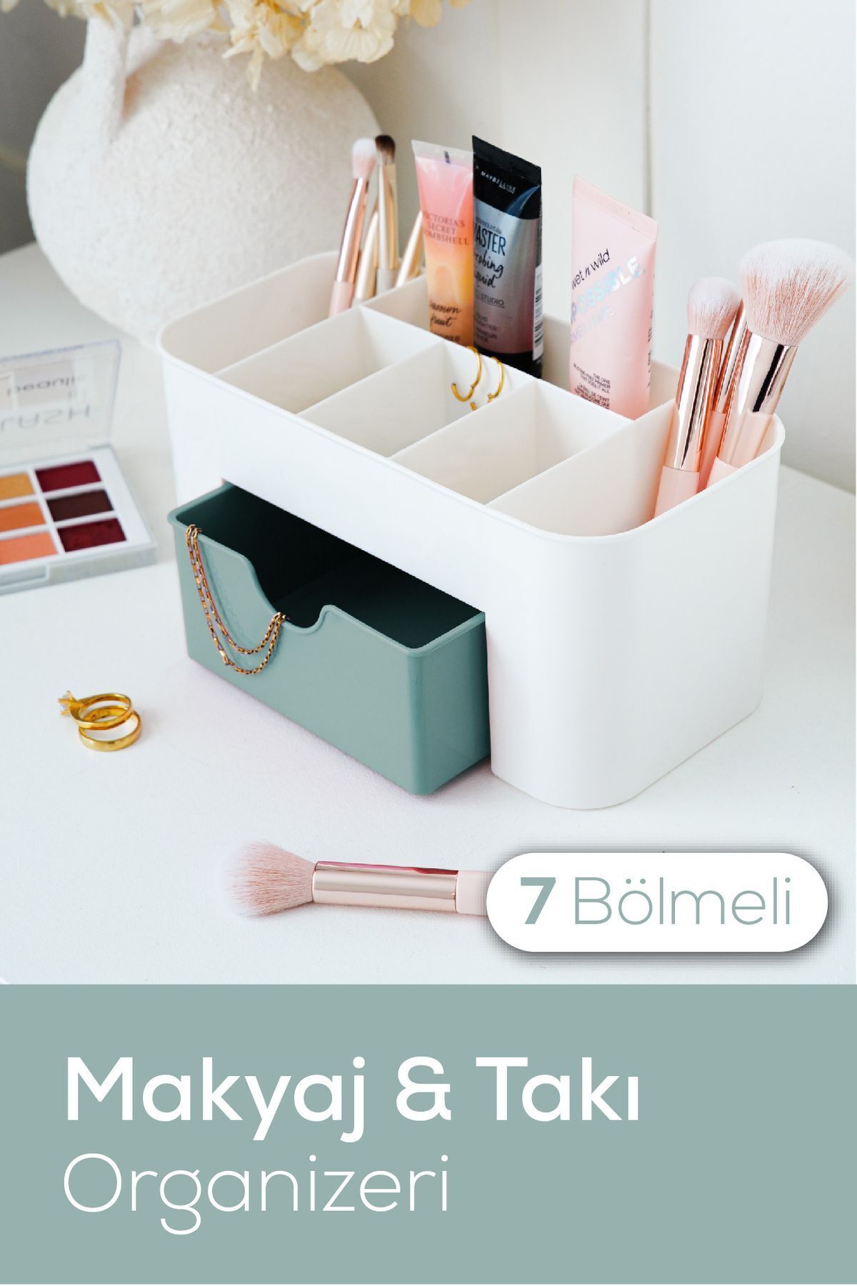 Organisateur de maquillage et bijoux à tiroir – 7 compartiments pour bureau
