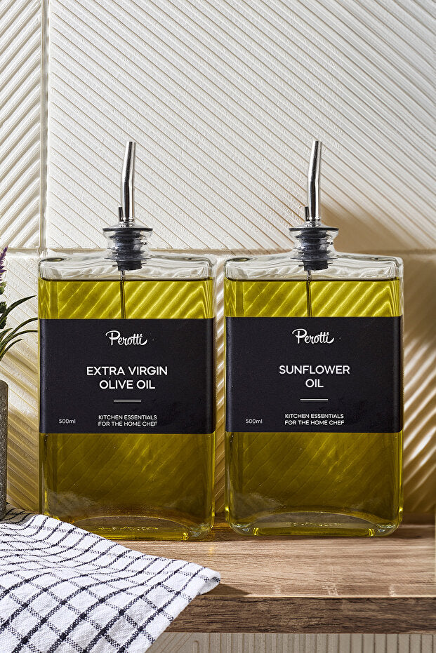Kitchen Life Set de 2 Bouteilles Huile & Vinaigre 500 ml